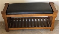 Mission style padded bench seat