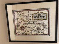 Framed West Indies Map