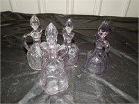 4 purpled glass Cruets
