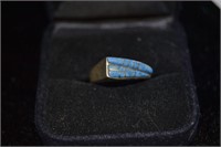 Denim Turquoise Sterling Ring Inlay size 8