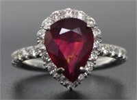 14kt Gold 3.81 ct Pear Ruby & Diamond Ring