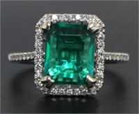 14kt Gold 3.24 ct Emerald & Diamond Ring
