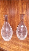 Crackle glass vases 7.5 inches tall one is chipped