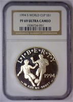 1994-S World Cup Silver Commem. $1 NGC PF69 UCAM