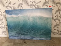 Large wave print wall art.