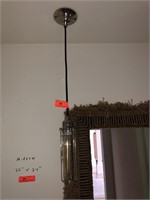 Pair tube hanging pendant lights.