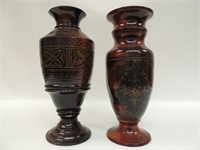 Lot - 2 Wooden vases, Wood Wall Hangngs - Polish