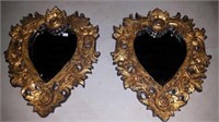2 gold decorative mirrors