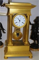 French Empire period ormolu portico mantel clock