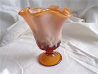 FENTON AMBER VASE, CLEAR TO OPAQUE