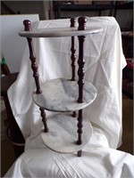 3-TIER MARBLE STAND W/WOOD LEGS