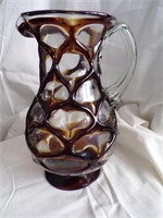 CLEAR PITCHER WITH GOLDEN BROWN OVERLAY DESIGN