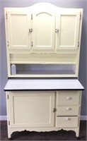 VINTAGE KITCHEN CABINET WITH ENAMEL TABLE TOP