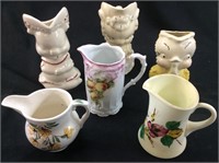 VTG. CASH FAMILY POTTERY/HAND PAINTED PITCHERS