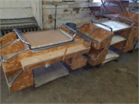 Three Custom Made Wood & Metal Carts on Wheels