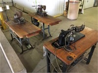 3 Industrial Sewing Machines on Stands