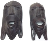 GENUINE AFRICAN HAND CARVED MASK WALL SCULPTURES