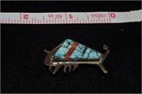 Inlay Buffalo Pin Kingman Spider Turquoise Coral