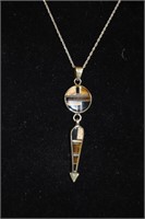 3" Inlay Pendant Necklace 18" Chain
