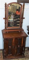 Antique Mahg. Cabinet w/ tilting mirror 55"tall
