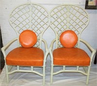 Pair of Vintage Rattan Chairs 49"tall