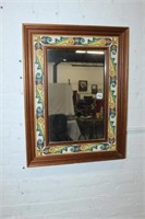 Mexican style Mirror w/ tile boarder 25"tall