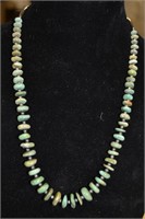 Royston Turquoise and Sterling Disc Necklace 22"