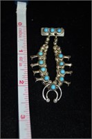 3" Squash Blossom Pin w/ Sleeping Beauty Turquoise