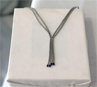 Diamond Double Strand Necklace Blue Sapphire Ends