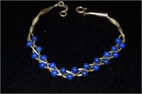 7.25" Sterling and Lapis Bead Bracelet