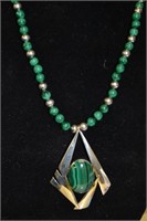 Sunrise Sterling and Malachite Pendant Necklace