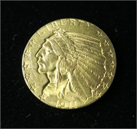 1911 $5 Gold Indian Half Eagle, BU
