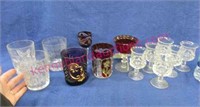 lot of tumbers & small stemmed glasses