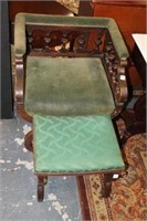 2pc French U-back chair w/ ottoman