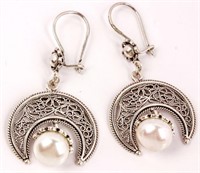Jewelry Sterling Silver Pearl Dangle Earrings