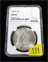 1896 Morgan dollar, NGC slab certified MS-62