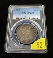 1813 U.S. Caped Bust half dollar, PCGS slab