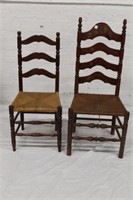 2 Ladderback Chairs w/ rush bottoms