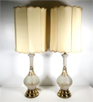 Pr of Mid-Century Table Lamps with Applied Flower