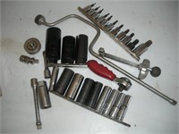 Assorted Sockets, Extension, Ratchets 3/8