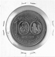 CANADIAN 1974 "WINNIPEG 100 YEAR" $1 DOLLAR COIN