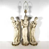 3 pc Universal Statuary Lamp and Statues