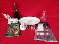 Miscellaneous Glassware, Book and Golf Gloves