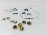 earrrings, necklace and button covers