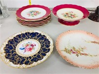 collector plates, footed dish/ plates