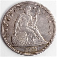Coin 1872 Liberty Seated Dollar Extra Fine / AU