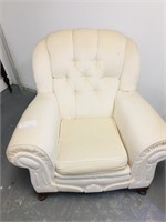 art deco chair recovered in white velvet