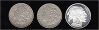 Coins - 2 1921 MorganS ilver Dollars, 1 oz Silver