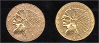 Coins - $2.50 Gold Indian Coins (2) CHOICE