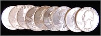 Coins - 9 Washington Silver Quarters